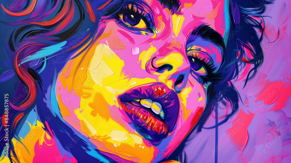 Fototapeta premium Colorful pop art painting of a woman