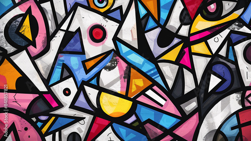 Wallpaper Mural An abstract mosaic of chaotic inspirations interpreted on canvas. Shapes and lines move freely, creating an image that is both energetic and enigmatic. Torontodigital.ca