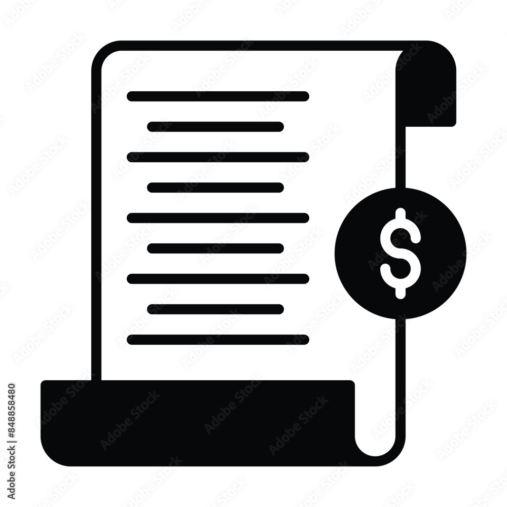 bill icon vector or logo illustration outline black color style bill icon vector or logo illustration outline black color style