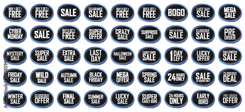 Set Sale banners design template, discount tags, app icons, vector illustration