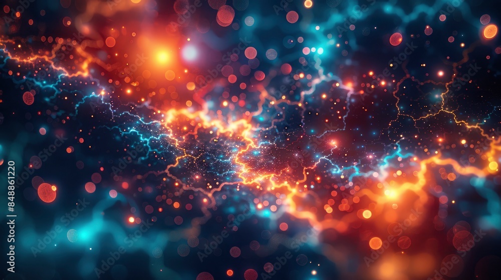 Obraz premium Abstract 3D Representation Of Connections In A Galaxy Cluster, Abstract Background HD For Designer