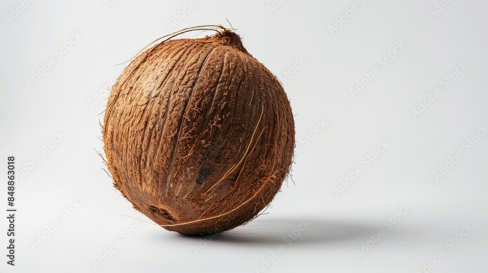Organic Tropical Whole Coconut against a White Background Organic Tropical Whole Coconut against a White Background