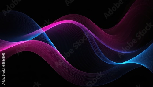 A pink and blue wave with a black background