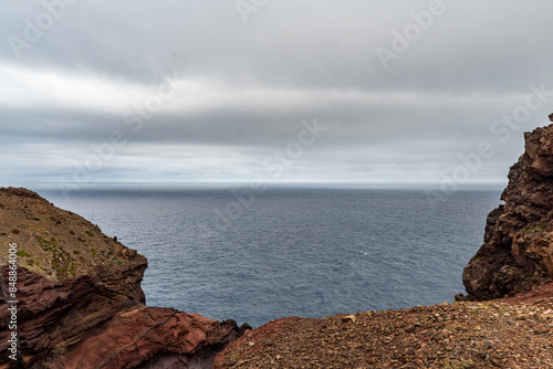 Atlantic Ocean from viewpoint near Casa do Sardinho on Ponta de Sao Lourenco peninsula in Madeira photo