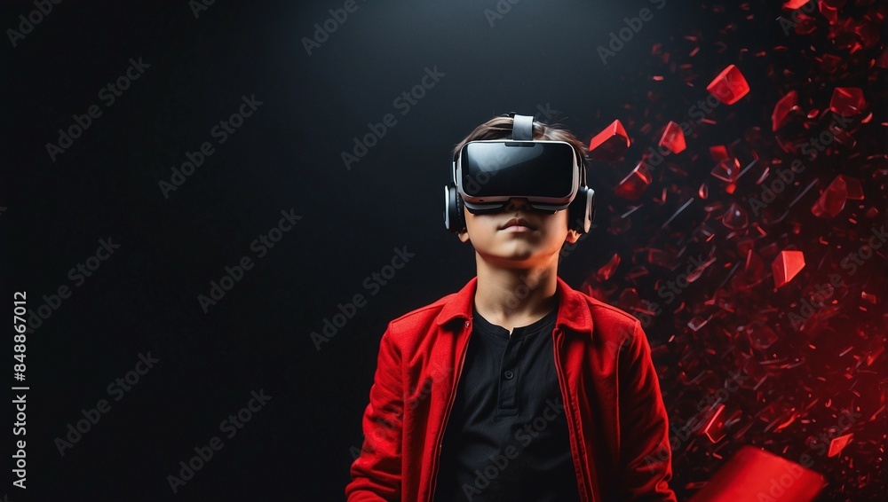 Closeup view of A boy with vr headset Closeup view of A boy with vr headset