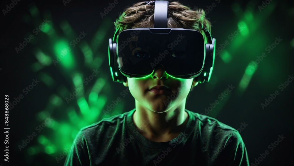 Closeup view of A boy with vr headset Closeup view of A boy with vr headset