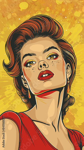 beautiful woman, retro style pop art pin up, flat vector illustration