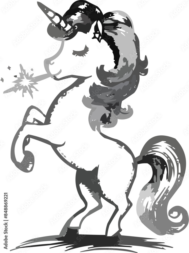 Charming Rainbow-Maned Unicorn - Cartoon Character Illustration Charming Rainbow-Maned Unicorn - Cartoon Character Illustration