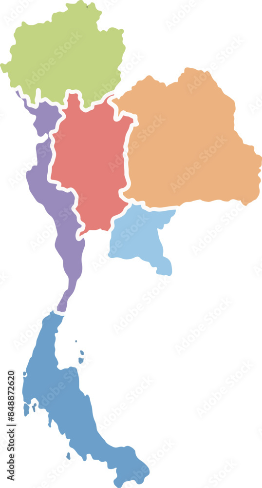 Thailand travel map color illustration Thailand travel map color illustration