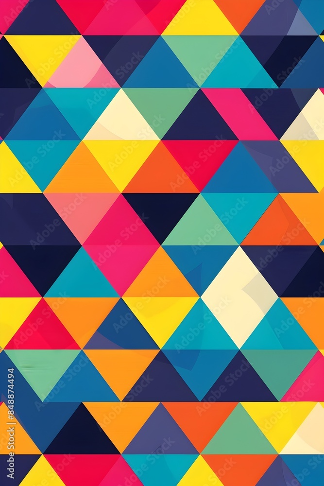 Vibrant Geometric Pattern with Triangles and Hexagons in Bold Colors Vibrant Geometric Pattern with Triangles and Hexagons in Bold Colors