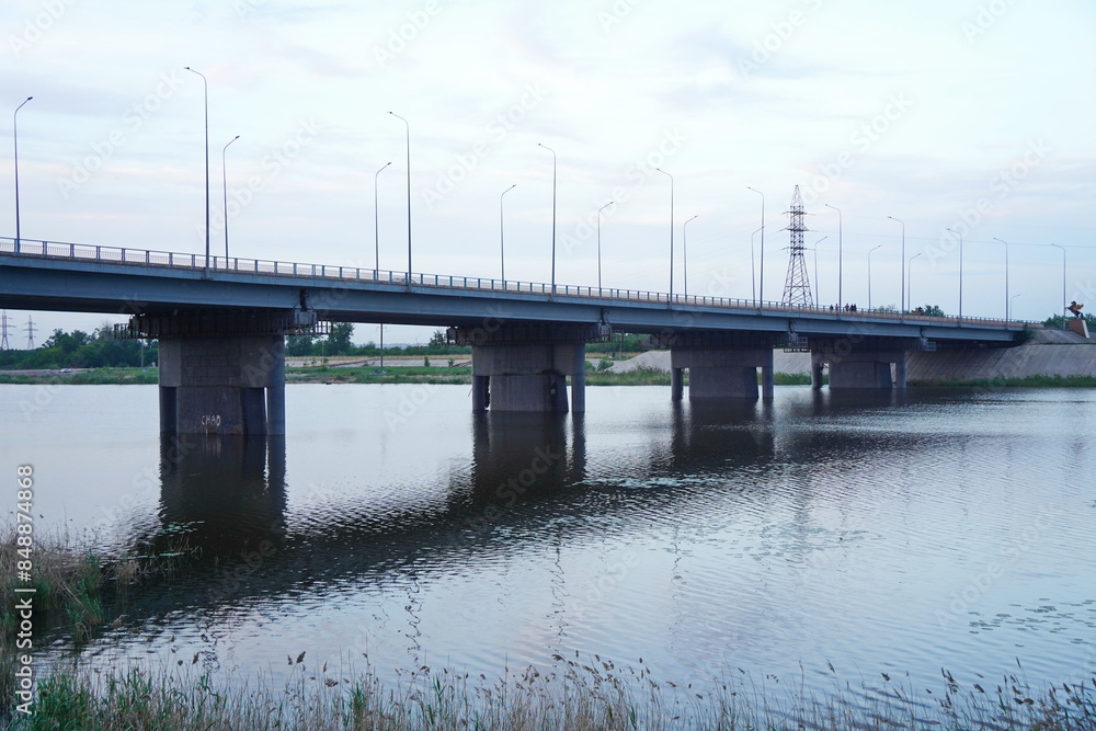 The bridge and the embankment of the Tobol River. The bridge and the embankment of the Tobol River.