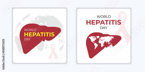 World hepatitis day set background template design, with minimalist and modern concept for cover, backdrop, banner. World map inside