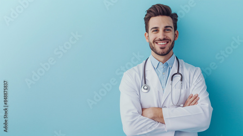 portrait of a smiling handsome doctor with a beard