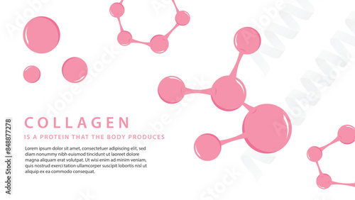 Collagen-ContentMolecules Collagen. Cosmetic essence. Concept skin care cosmetics solution.  flat vector 2d illustration.1