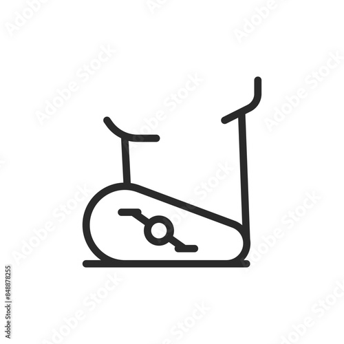 Stationary bike, linear style icon. indoor cycling and cardio exercise. Editable stroke width