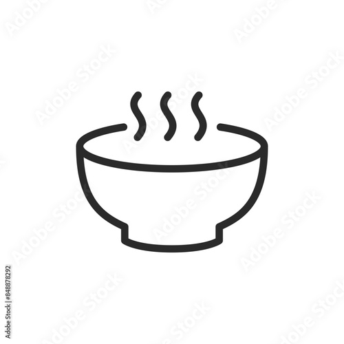 Bowl of soup, linear style icon. warm food and meals. Editable stroke width