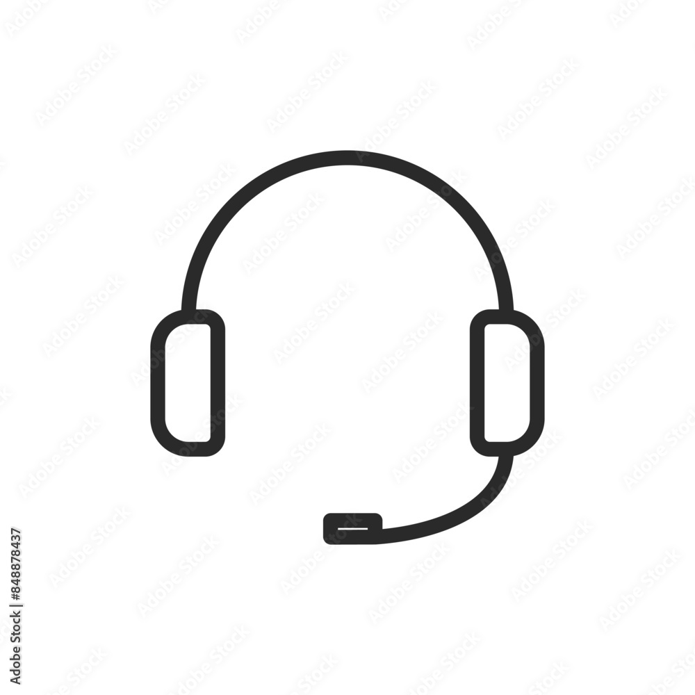 Headset, linear style icon. customer service or technical support. Editable stroke width. Headset, linear style icon. customer service or technical support. Editable stroke width.