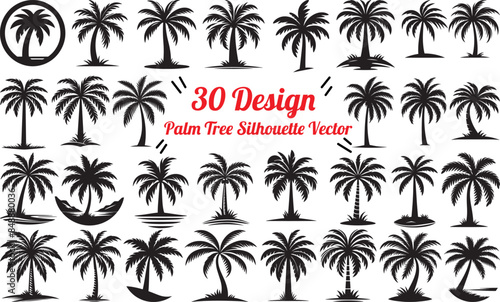 Palm trees silhouette vector illustration bundle