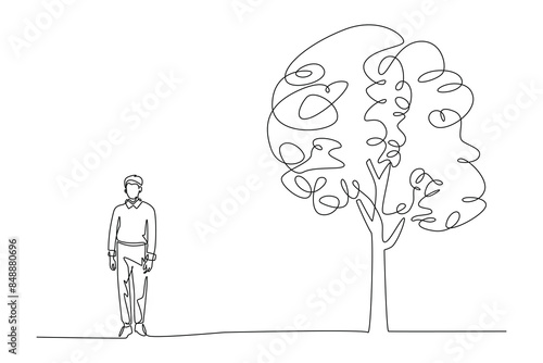 Earthquake safety concept. Single line draw design vector graphic illustration.