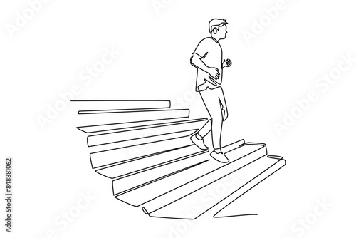 Earthquake safety concept. Single line draw design vector graphic illustration.