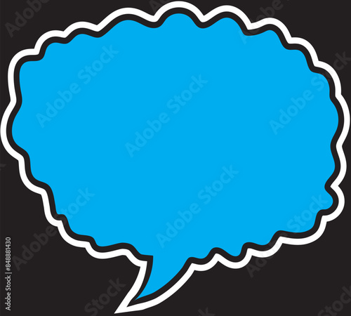 Blue cloud background and black frame with wave edge and on a black backdrop. Block or message box and chat comments © sutthichai