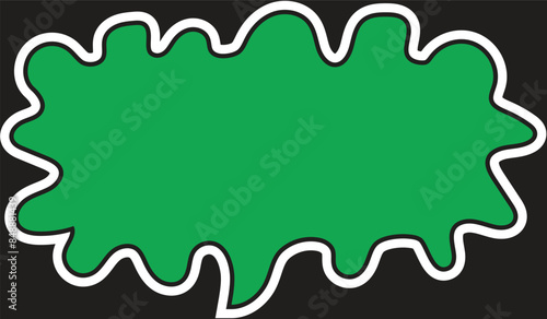 Green cloud background and black frame with wave edge and on a black backdrop. Block or message box and chat comments