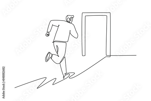 Earthquake safety concept. Single line draw design vector graphic illustration.