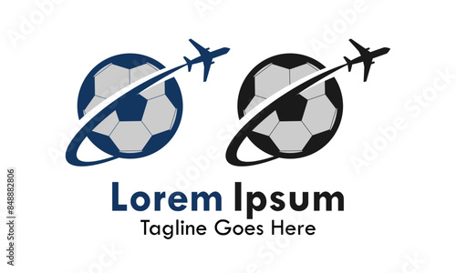 Soccer airplane design logo template illustration
