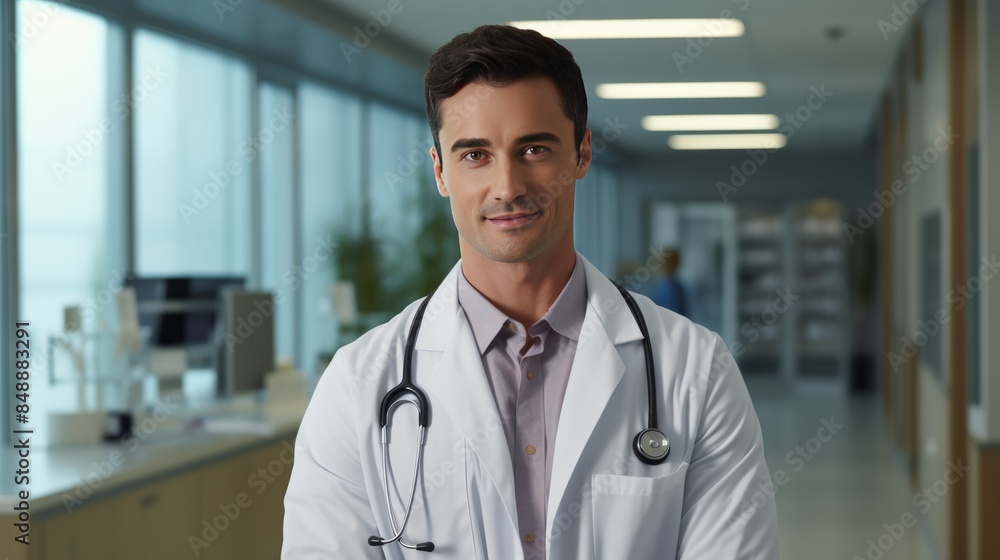 A young woman smiling confidently while holding a stethoscope around her neck. , half body A young woman smiling confidently while holding a stethoscope around her neck. , half body