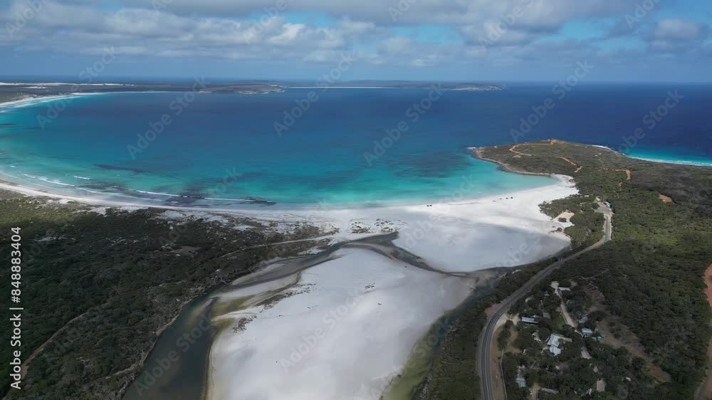 Aerial view of the beautiful semi-circular Bremer Beach in Western Australia Aerial view of the beautiful semi-circular Bremer Beach in Western Australia