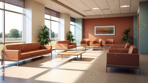 An office break room with couches, chairs © venusvi