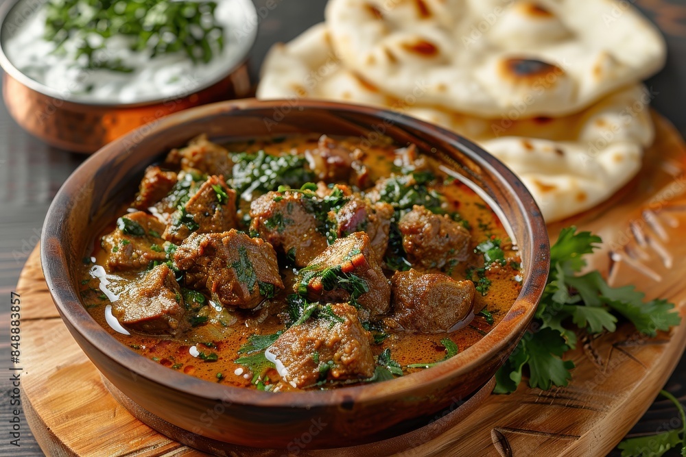 A bowl of meat and rice with a side of bread A bowl of meat and rice with a side of bread