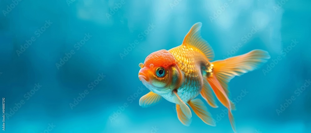 A Single Goldfish Swimming in an Aquarium A Single Goldfish Swimming in an Aquarium