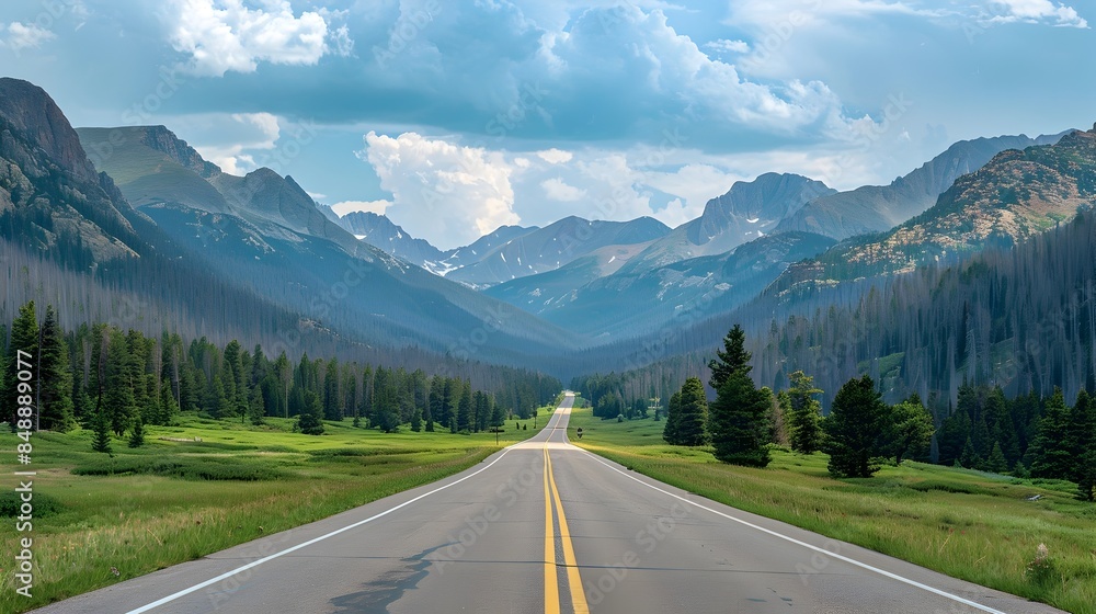 Scenic Mountain Highway Winding Through Lush Colorado Wilderness Scenic Mountain Highway Winding Through Lush Colorado Wilderness