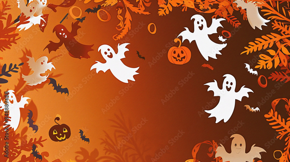 Halloween Ghosts and Pumpkins Background