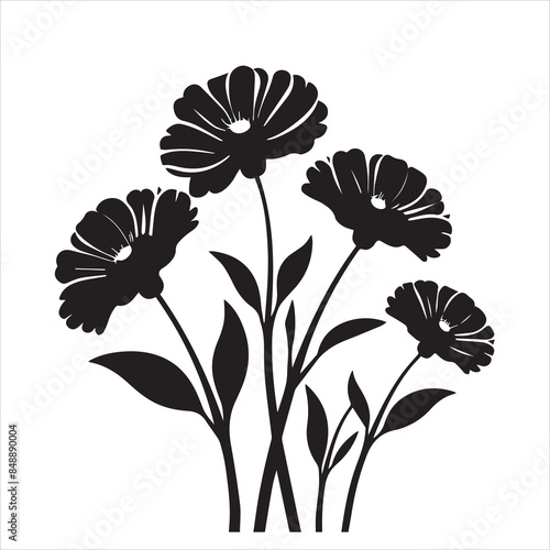 Simple graphic botanical sketch for a trendy small tattoo flower design - Vector art