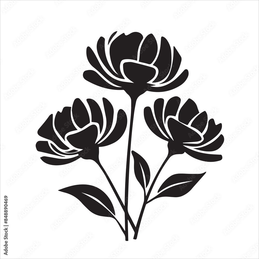 Obraz premium Minimal botanical sketch of a trendy tiny tattoo flower design - Vector illustration