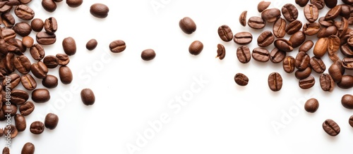 Wallpaper Mural Roasted coffee beans falling with copy space image on white background Torontodigital.ca