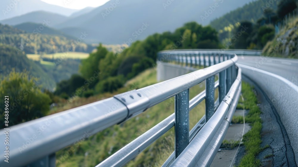 Fototapeta premium Guardrails on highways representing safety and guidance for life s journey