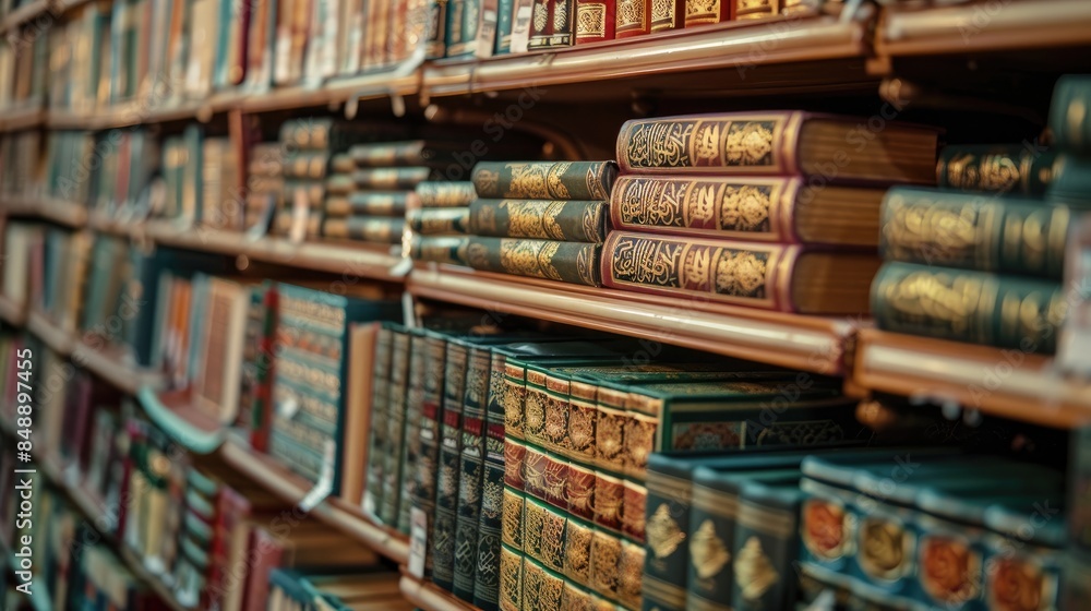 Saudi Mosque Holy Qur’an Books Displayed Saudi Mosque Holy Qur’an Books Displayed