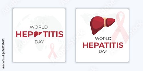 World hepatitis day set background template design, with minimalist and modern concept for cover, backdrop, banner. World map inside