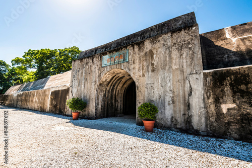 Building view of the Hobe Fort (Huwei Fort) in Tamsui District, New Taipei, Taiwan. The castle was built during the Qing Dynasty in China. photo