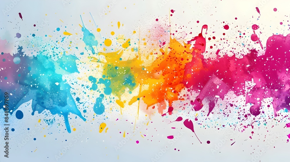 Obraz premium Vibrant Colorful Abstract Background with Splatters and Paint Strokes