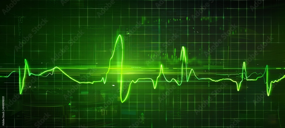 Heartbeat pulse is green on the screen. Heartbeat pulse is green on the screen.