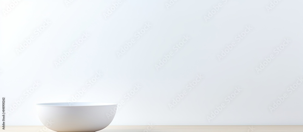 A lovely vacant bowl placed against a white backdrop with ample copy space image A lovely vacant bowl placed against a white backdrop with ample copy space image