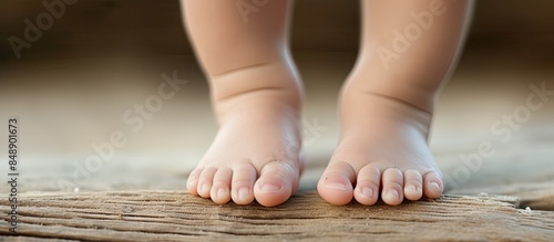 Portrait photography of tiny newborn baby feet with a copy space image
