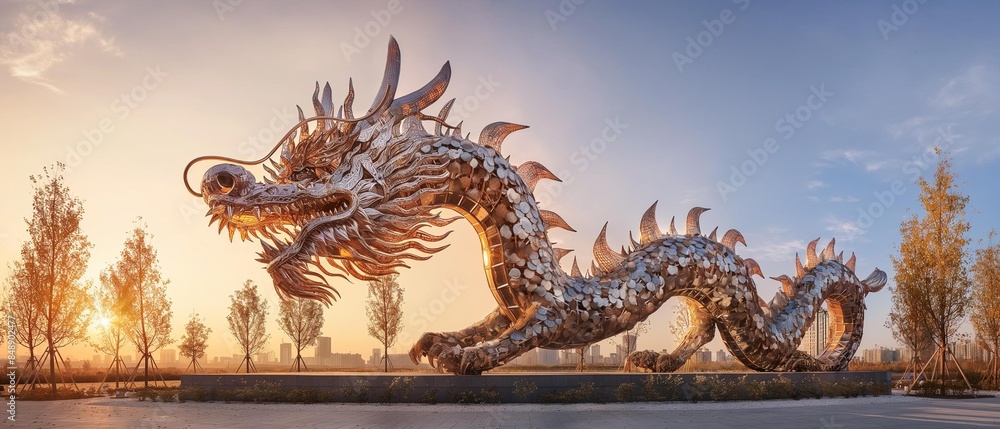 AI generator image of Chinese dragon statue decorated with diamonds and gems Represents prosperity and wealth. AI generator image of Chinese dragon statue decorated with diamonds and gems Represents prosperity and wealth.
