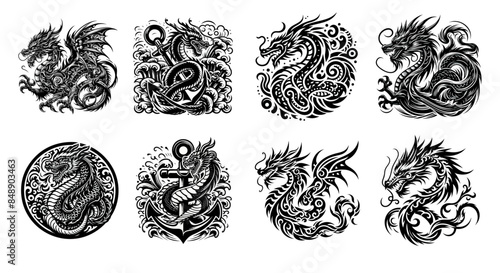 Dragon tattoo set 