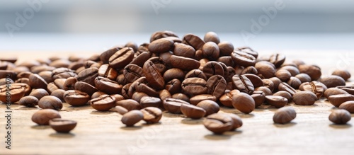 Wallpaper Mural Ground and whole roasted coffee beans and fresh beans in a white background with space for text. Copy space image. Place for adding text and design Torontodigital.ca