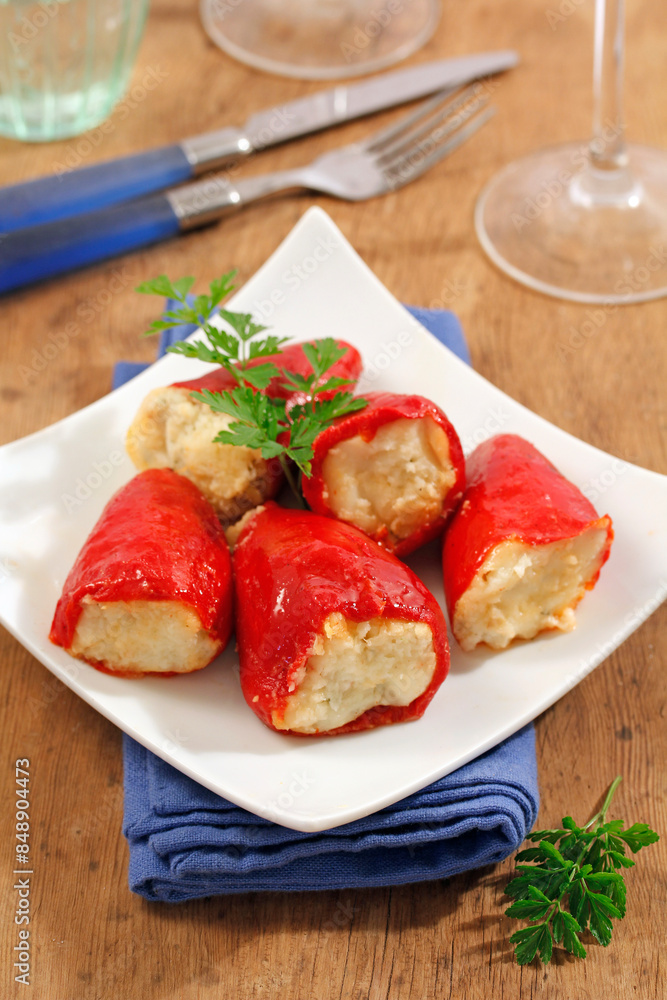 Stuffed peppers with monkfish. Stuffed peppers with monkfish.